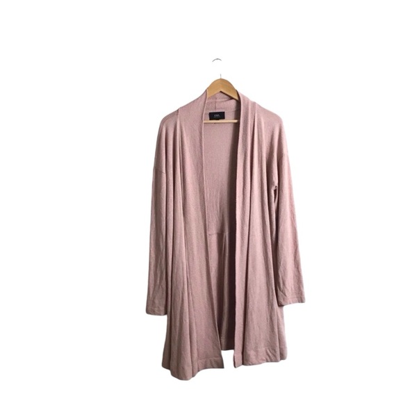 Anthropologie COA Medium Pink Cozy Rayon Open Front Long Line Layering Cardigan - Picture 1 of 7